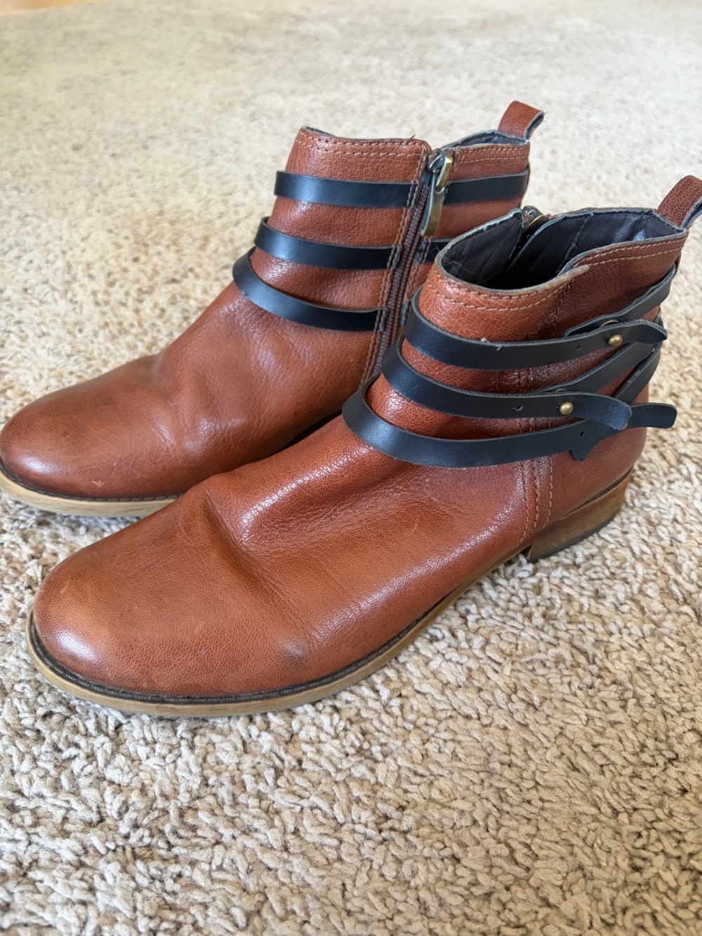 Franco Sarto Brown Leather Women’s Ankle Boots - Picture 2 of 10